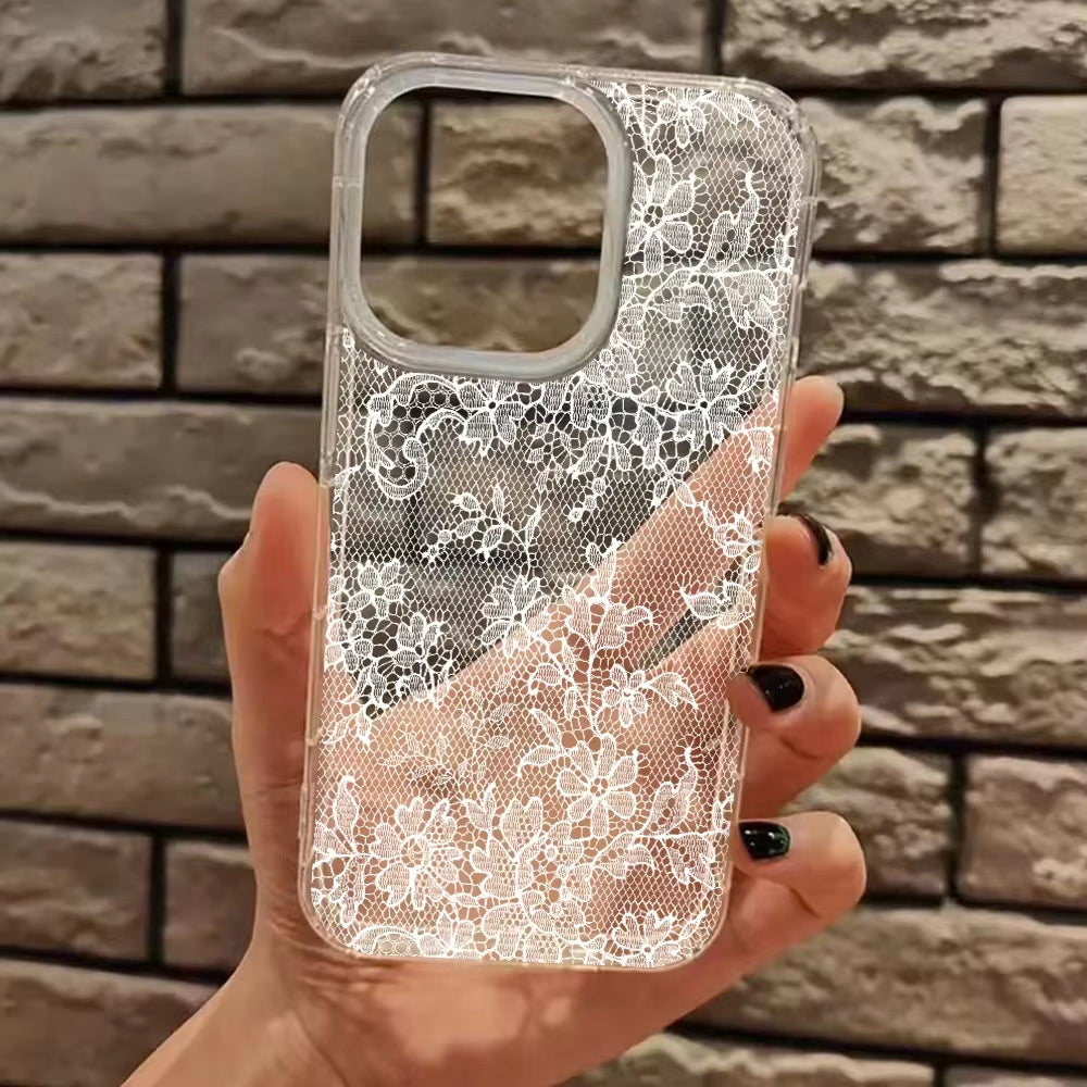 Elegant Romantic White Lace Pattern Phone Case For iPhone 17 | ZAKAPOP