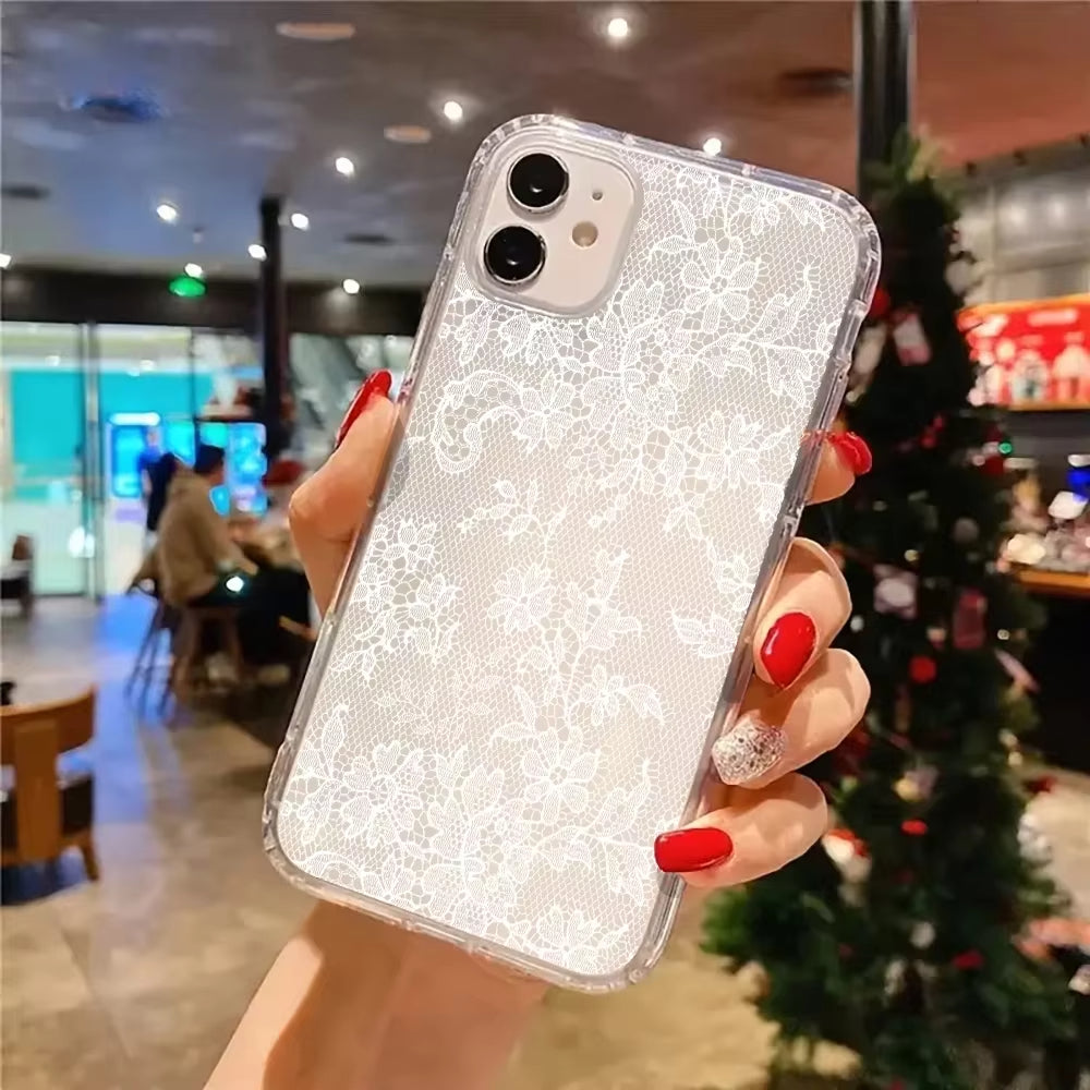 Elegant Romantic White Lace Pattern Phone Case For iPhone 17 | ZAKAPOP