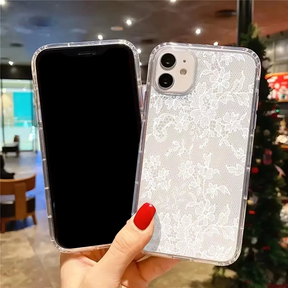 Elegant Romantic White Lace Pattern Phone Case For iPhone 17 | ZAKAPOP