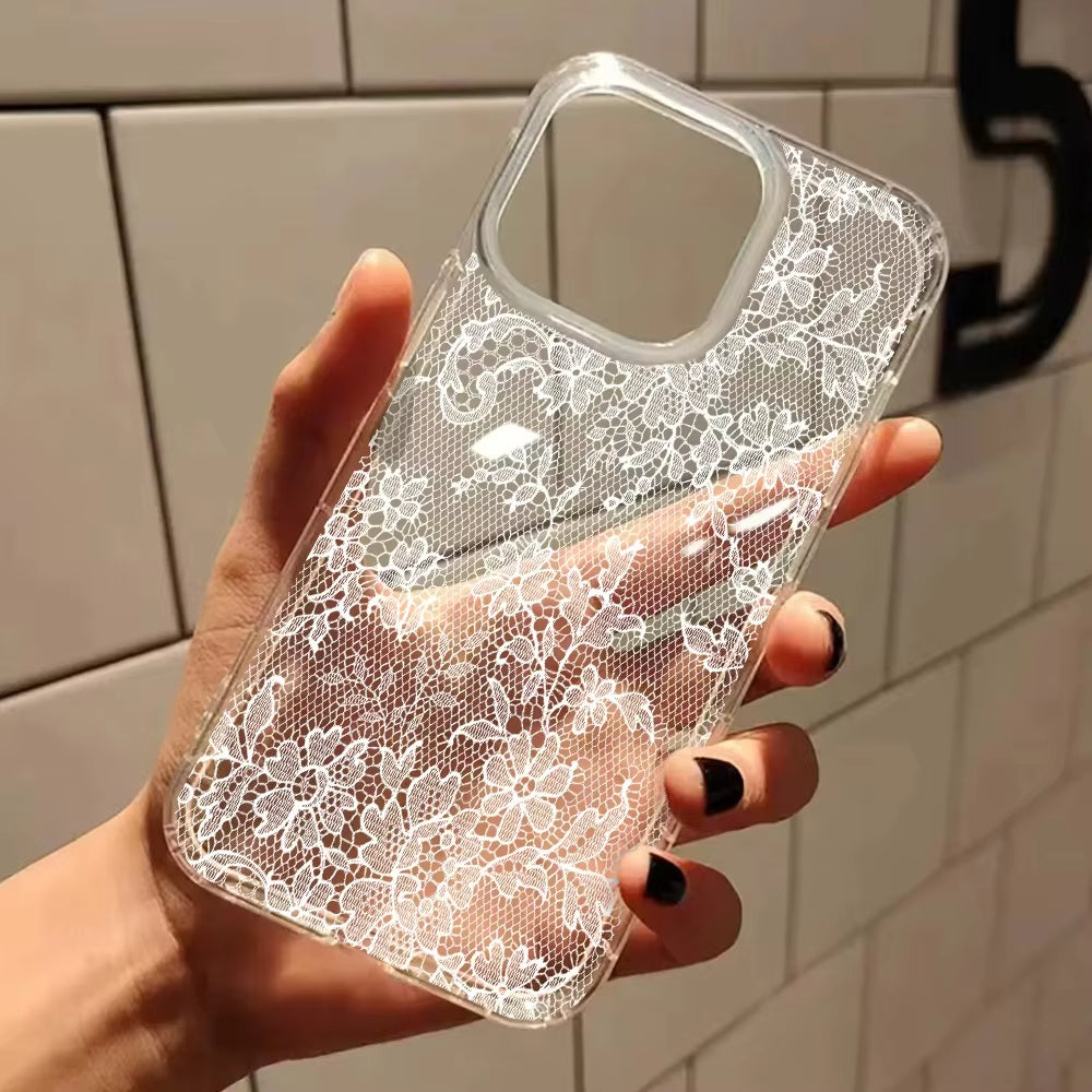 Elegant Romantic White Lace Pattern Phone Case For iPhone 17 | ZAKAPOP