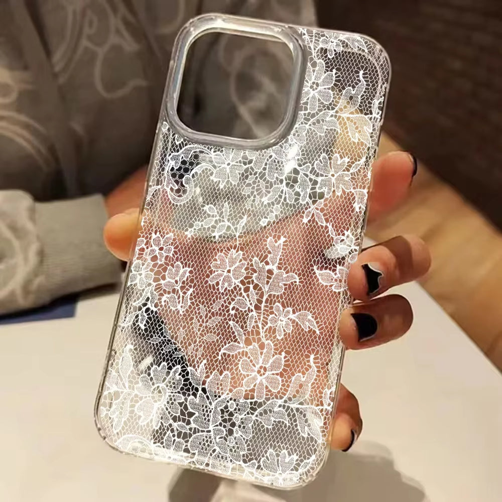 Elegant Romantic White Lace Pattern Phone Case For iPhone 17 | ZAKAPOP