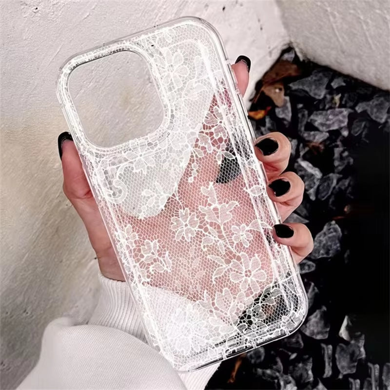 Elegant Romantic White Lace Pattern Phone Case For iPhone 17 | ZAKAPOP