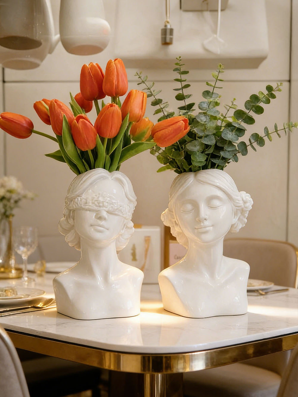 "Ella & Emmy" Lady Ceramic Vase Set of 2