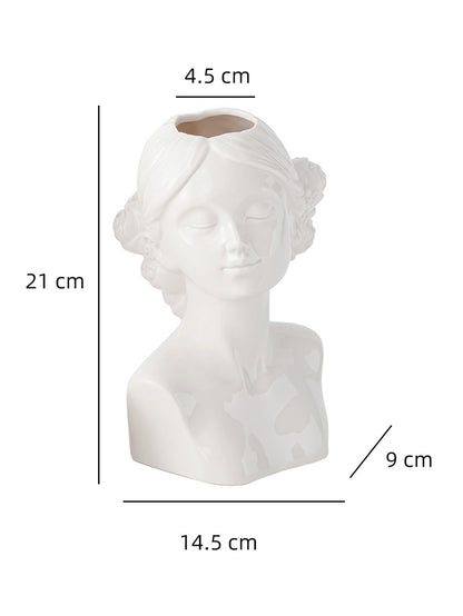 "Ella & Emmy" Lady Ceramic Vase Set of 2