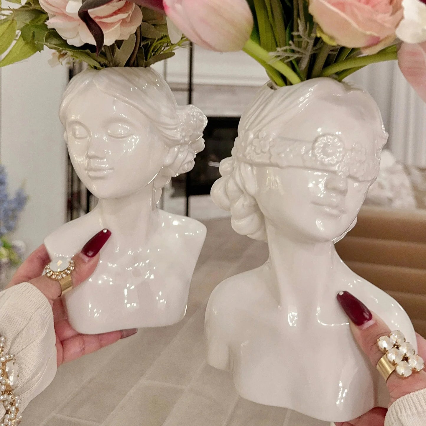 "Ella & Emmy" Lady Ceramic Vase Set of 2