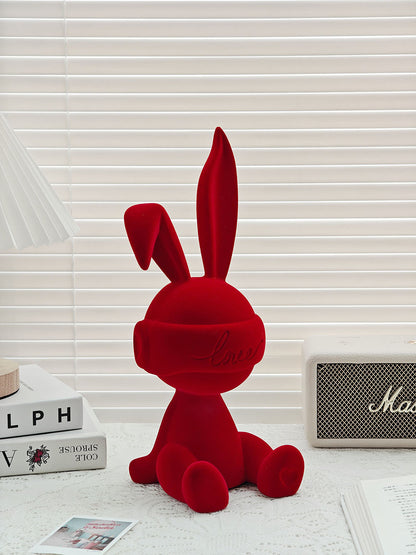 "Eros" Flocked Rabbit Resin Decorative Figurine