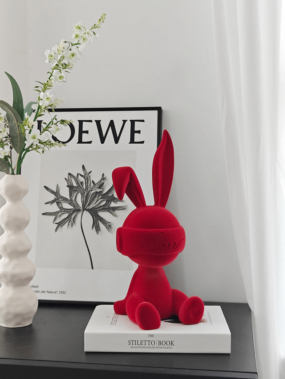 "Eros" Flocked Rabbit Resin Decorative Figurine