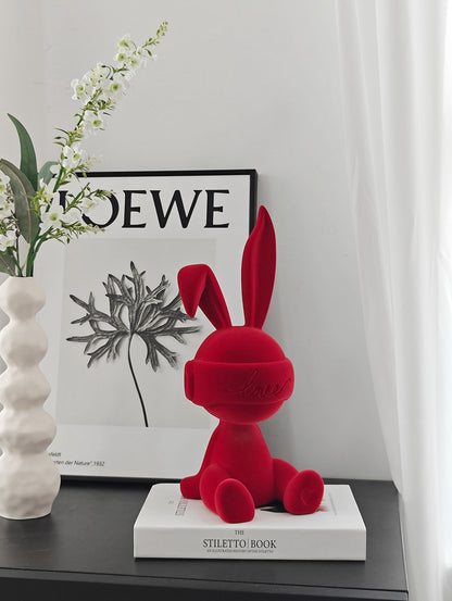 "Eros" Flocked Rabbit Resin Decorative Figurine