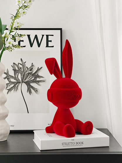 "Eros" Flocked Rabbit Resin Decorative Figurine