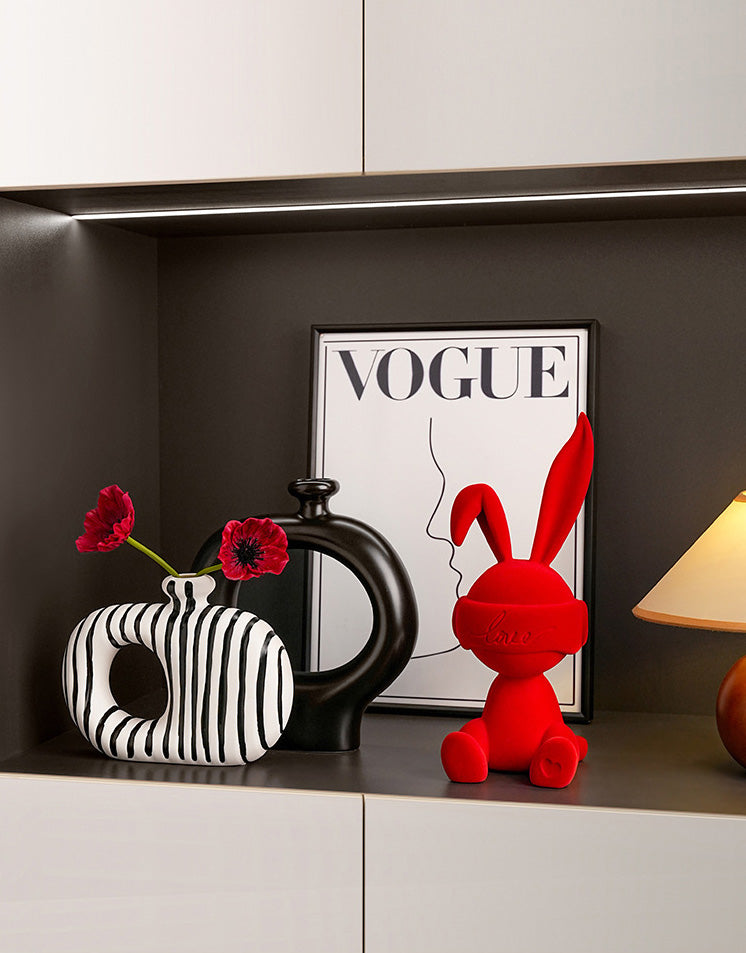 "Eros" Flocked Rabbit Resin Decorative Figurine