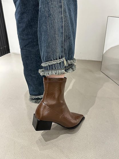 Fashion Chunky Heel Slim Martin Boots | ZAKAPOP
