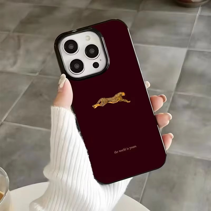Fashion Leopard Print Burgundy iPhone Case | ZAKAPOP