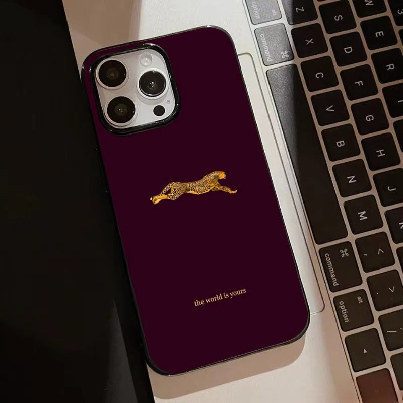 Fashion Leopard Print Burgundy iPhone Case | ZAKAPOP