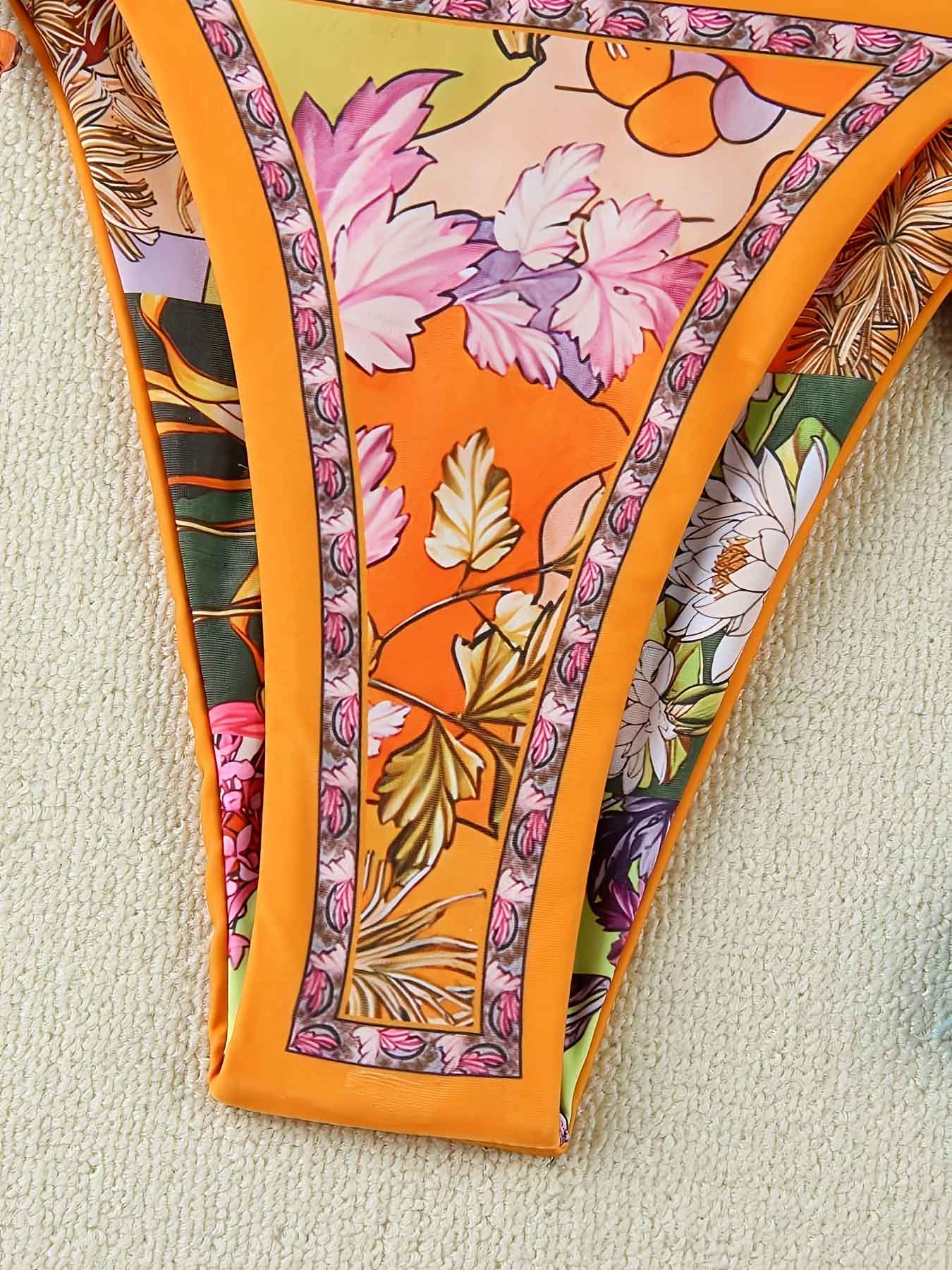 Floral Print Sexy Drawstring Bikini Swimsuit | ZAKAPOP