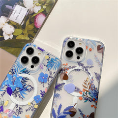 Floral Print Transparent Magnetic Phone Case | ZAKAPOP