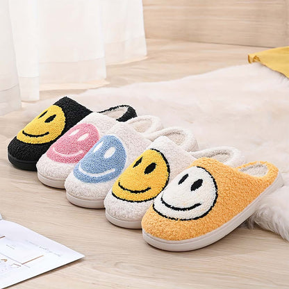 Fluffy Cute Smiley Face Winter Slippers | ZAKAPOP