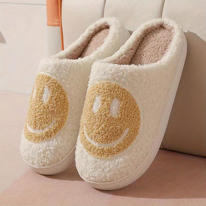Fluffy Cute Smiley Face Winter Slippers | ZAKAPOP