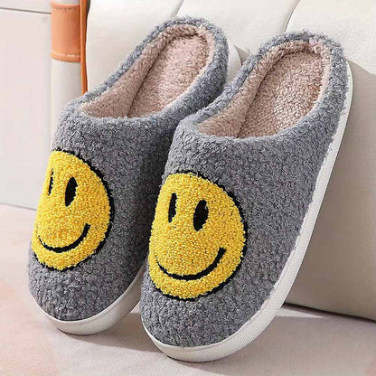 Fluffy Cute Smiley Face Winter Slippers | ZAKAPOP