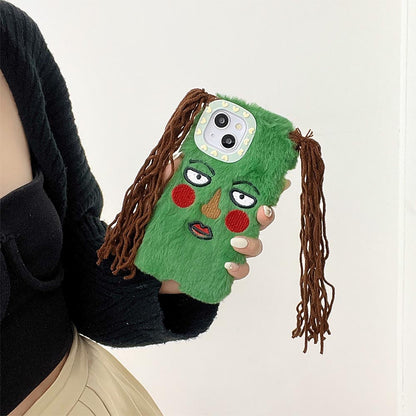 Funny Plush Cartoon Braided Girl iPhone Case | ZAKAPOP