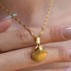 Gold Filled Seashell Necklace & Earrings | Yedwo