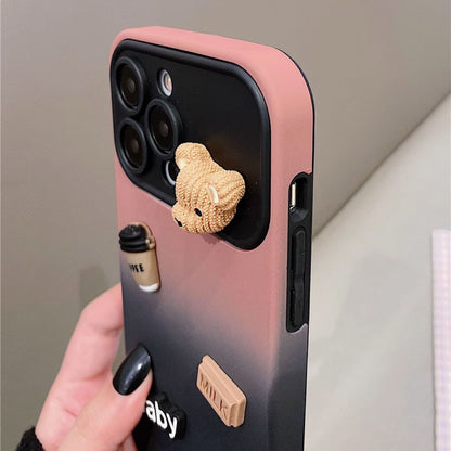 Gradient Color Clash Coffee Bear Phone Case | ZAKAPOP