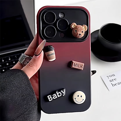Gradient Color Clash Coffee Bear Phone Case | ZAKAPOP