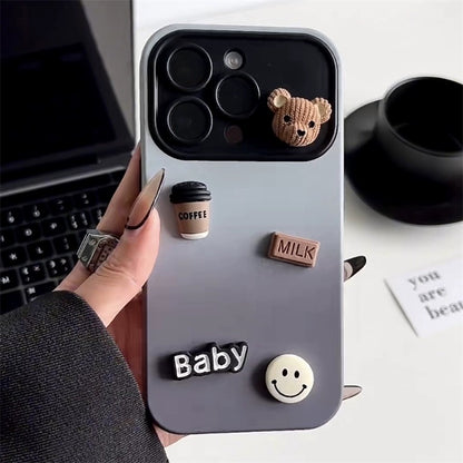 Gradient Color Clash Coffee Bear Phone Case | ZAKAPOP