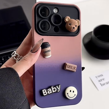 Gradient Color Clash Coffee Bear Phone Case | ZAKAPOP
