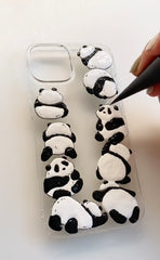 Hand-painted Cute Panda Stack Joy Cream Phone Case (Customizable) | ZAKAPOP