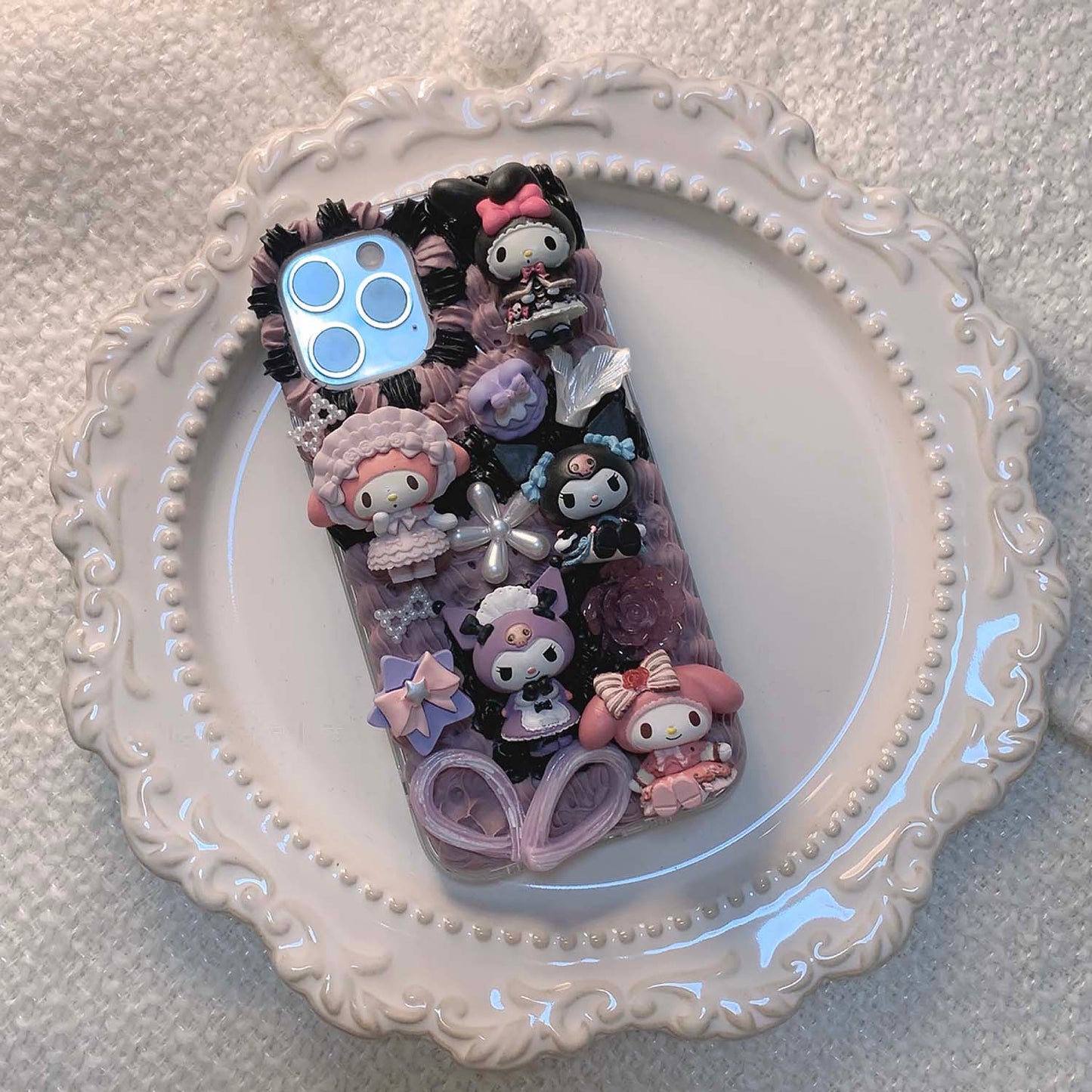 Handcrafted Cute Lolita Cartoon Character Cream Phone Case (Customizable) | ZAKAPOP
