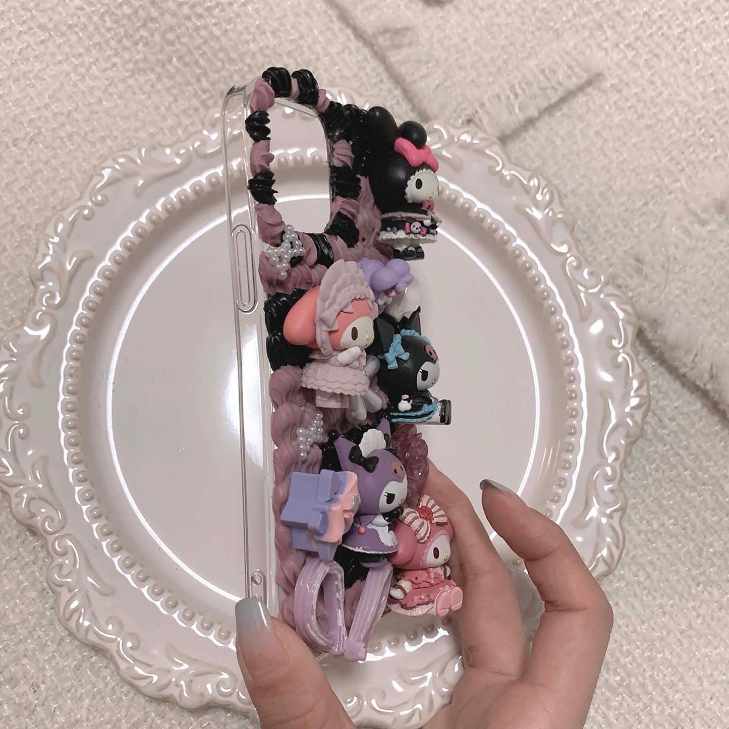 Handcrafted Cute Lolita Cartoon Character Cream Phone Case (Customizable) | ZAKAPOP