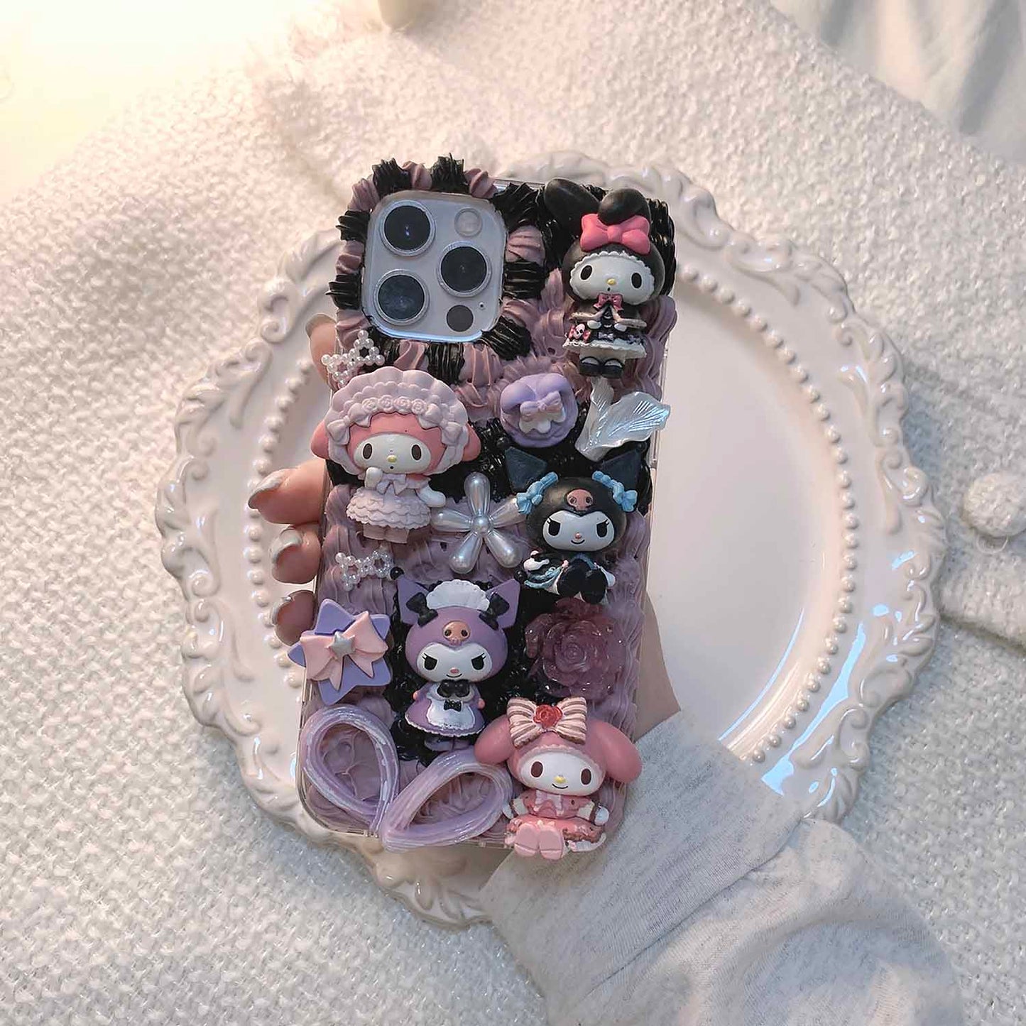 Handcrafted Cute Lolita Cartoon Character Cream Phone Case (Customizable) | ZAKAPOP