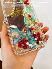 Handmade Crystal Beach Cream Phone Case | ZAKAPOP
