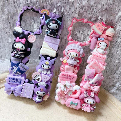 Handmade Lolita Kuromi & My Melody Cream Phone Case (Customizable) | ZAKAPOP