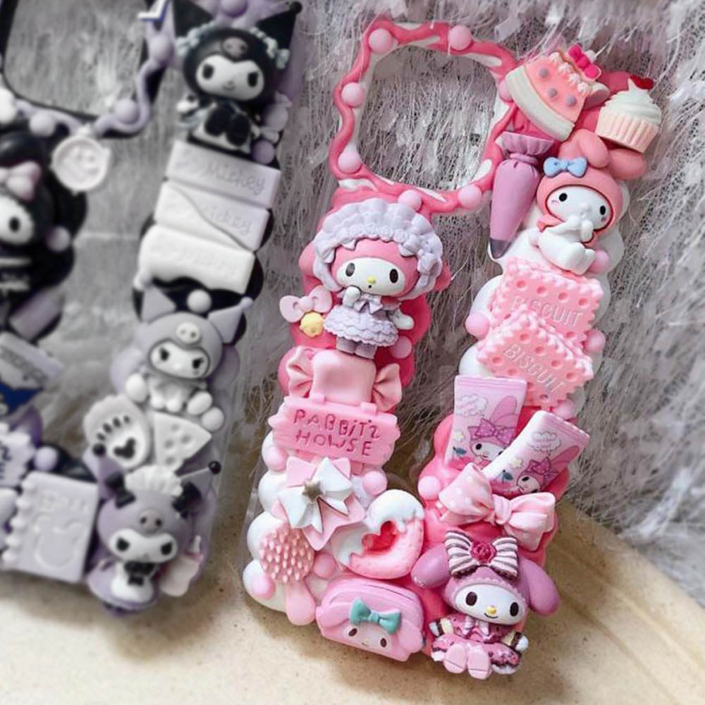 Handmade Lolita Kuromi & My Melody Cream Phone Case (Customizable) | ZAKAPOP