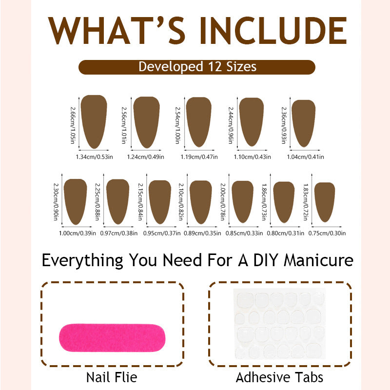 Handmade Press-On Nails Kit (24pcs) – Reusable Wearable False Nails with Floral & Rhinestone Designs
