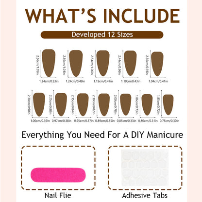 Handmade Press-On Nails Kit (24pcs) – Reusable Wearable False Nails with Floral & Rhinestone Designs