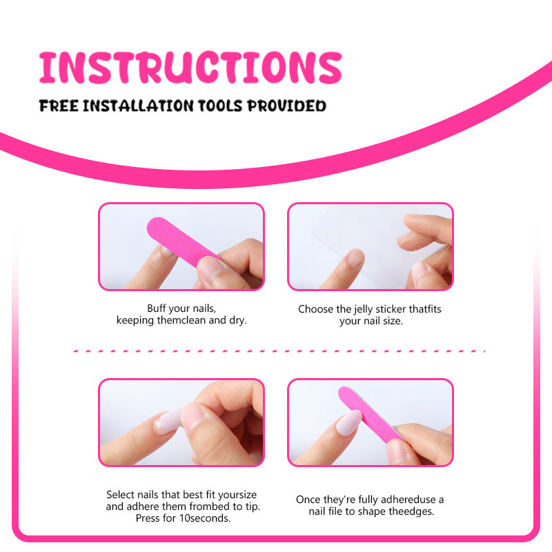Handmade Press-On Nails Kit (24pcs) – Reusable Wearable False Nails with Floral & Rhinestone Designs