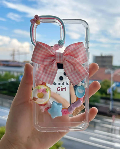 Handmade Pretty Girl Makeup Mirror Cream Phone Case (Customizable) | ZAKAPOP