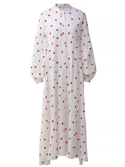 Heart-Shaped Polka Dot Print Casual Split Long Skirt | ZAKAPOP