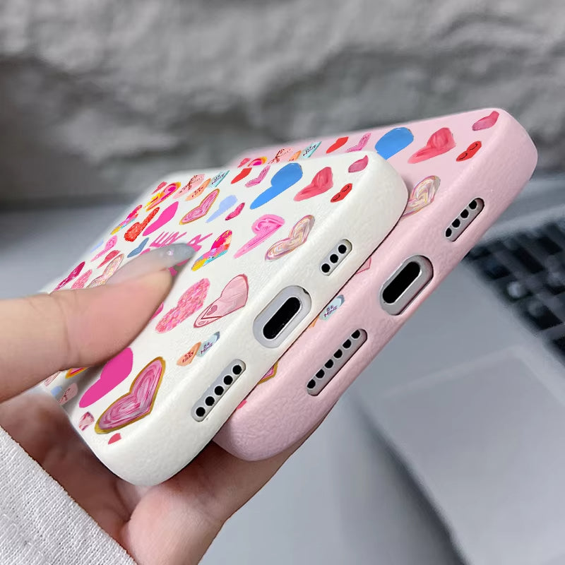 Heart Print Soft Phone Case For iPhone | ZAKAPOP