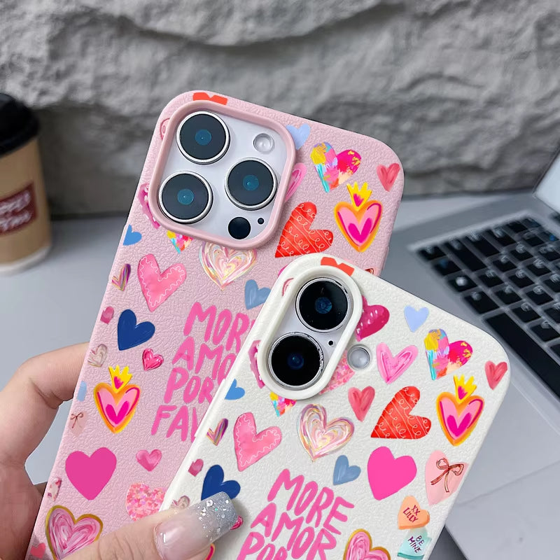 Heart Print Soft Phone Case For iPhone | ZAKAPOP