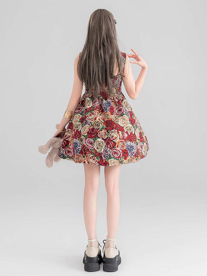 High-End Jacquard Oil Painting Style Pinafore Dress | ZAKAPOP
