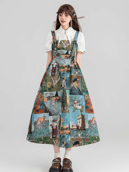High-End Jacquard Oil Painting Style Pinafore Dress | ZAKAPOP
