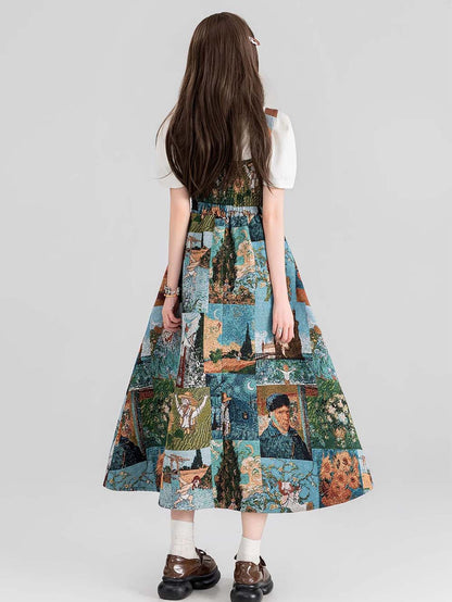 High-End Jacquard Oil Painting Style Pinafore Dress | ZAKAPOP