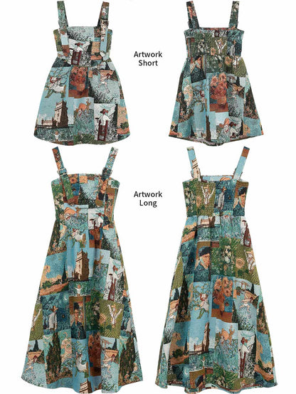 High-End Jacquard Oil Painting Style Pinafore Dress | ZAKAPOP