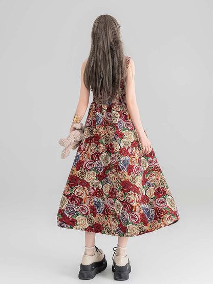 High-End Jacquard Oil Painting Style Pinafore Dress | ZAKAPOP