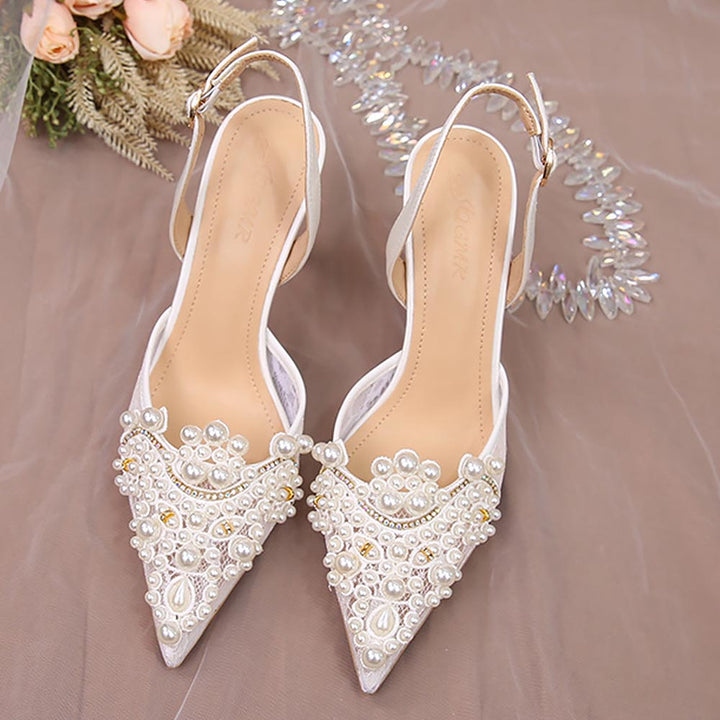 Women's Elegant Pearl Decor Point Toe Flats | ZAKAPOP