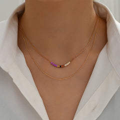 Jane Rectangular O-Chain Double-Layer Necklace | ZAKAPOP