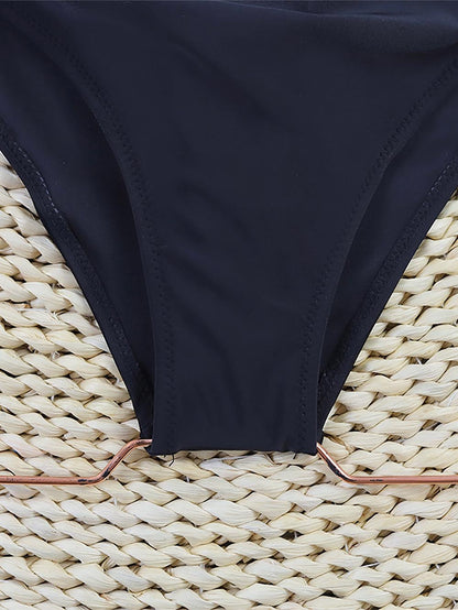 Lace-Up Back Ruched One-Piece Swimsuit | ZAKAPOP